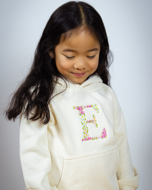 KIDS HOODIE: MONOGRAM in FLORAL