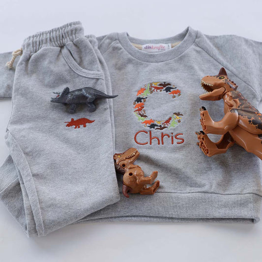 BUBS SWEATSHIRT SET: DINO MONOGRAM