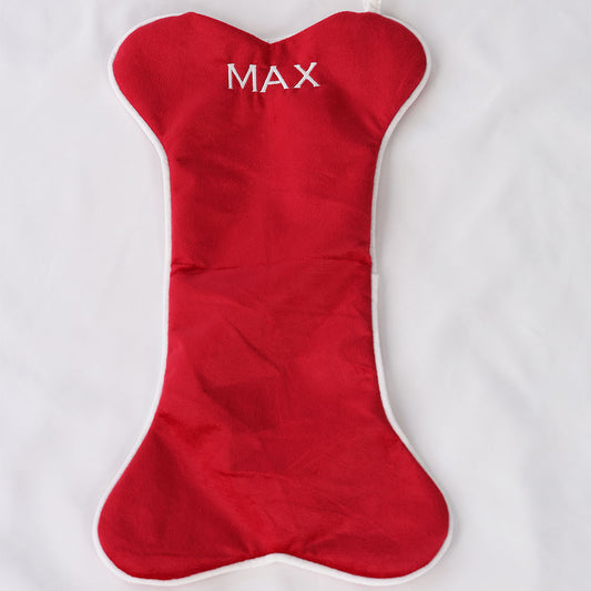 CHRISTMAS DOG BONE VELVET STOCKINGS