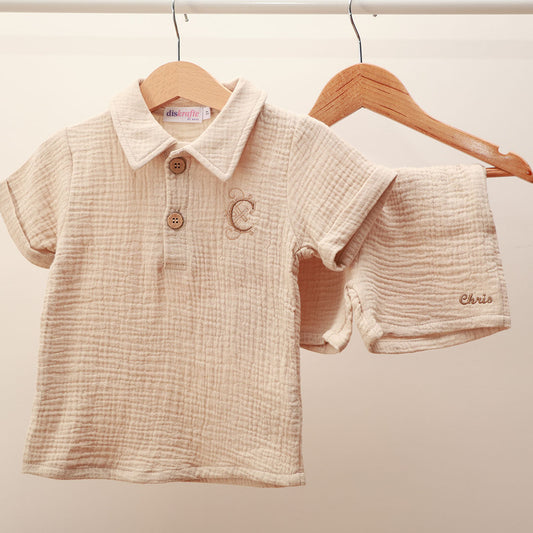 ORGANIC MUSLIN SHIRT and SHORT SET FOR BOYS