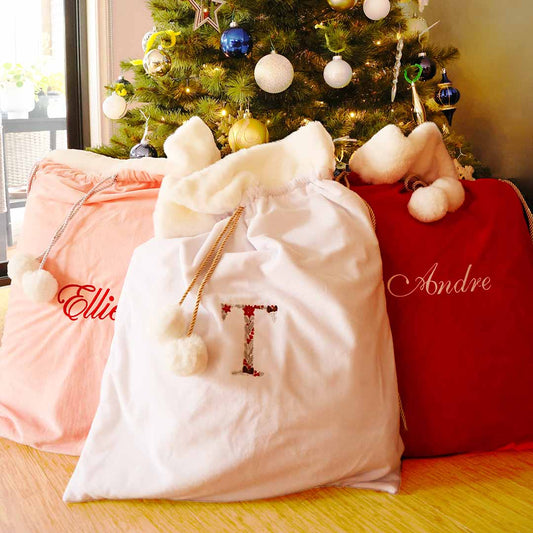 Personalised Christmas Sacks n Pink, White and Red