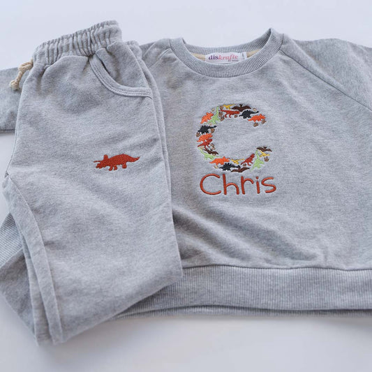 BUBS SWEATSHIRT SET: DINO MONOGRAM