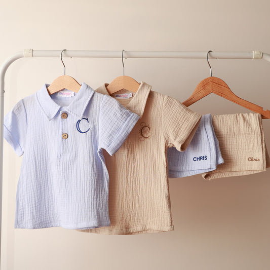 ORGANIC MUSLIN SHIRT and SHORT SET FOR BOYS